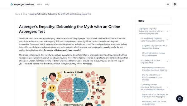 Asperger's Empathy: Debunking the Myth with an Online Aspergers Test