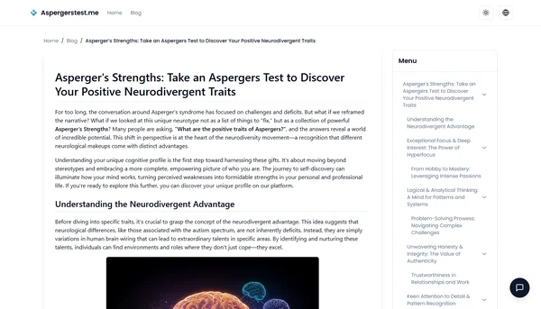 Asperger's Strengths: Take an Aspergers Test to Discover Your Positive Neurodivergent Traits