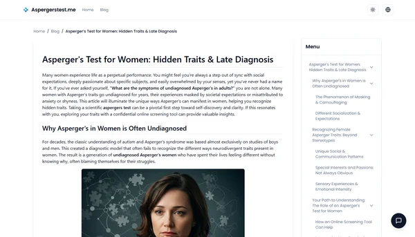 Asperger's Test for Women: Hidden Traits & Late Diagnosis