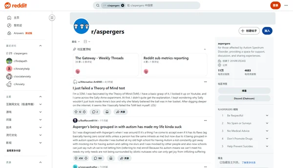 Reddit r/aspergers