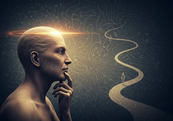 Adult contemplating self-discovery journey about Asperger's