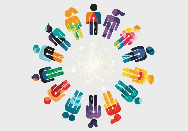 A diverse group of people in a supportive discussion, representing an understanding community.