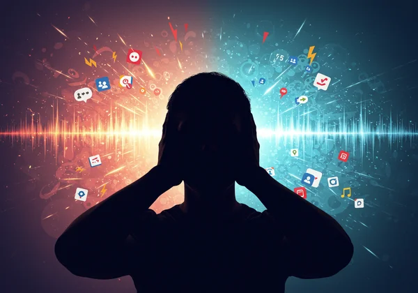 Illustration of a person overwhelmed by sensory input.